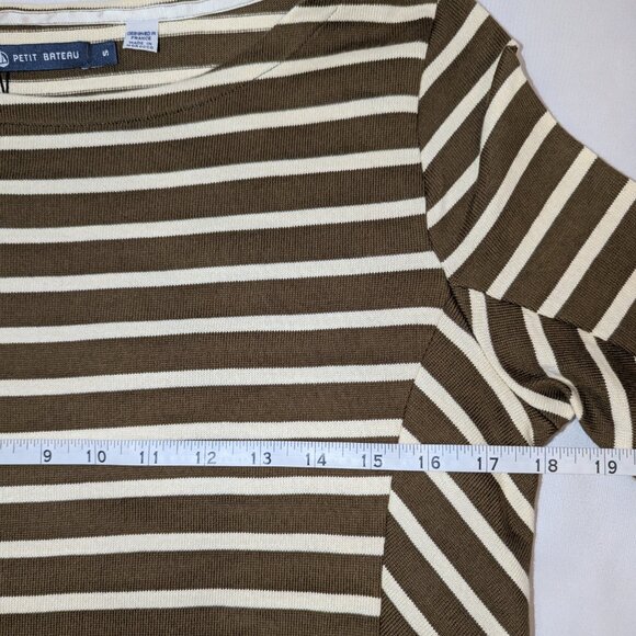 Petit Bateau | 3/4 Length Sleeve Cotton Dress French Minimalist Stripes | Small - Picture 12 of 15